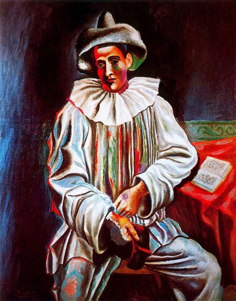 Pablo Picasso Classical Oil Paintings Pierrot With A Mask - Click Image to Close